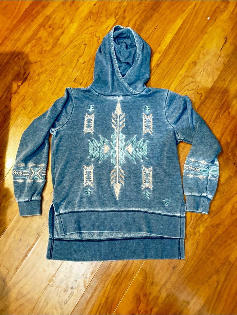 Ariat Denim-Look Hooded Sweatshirt - Slate Blue